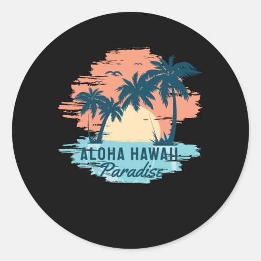 Aloha Hawaii Ronde Sticker (Voorkant)