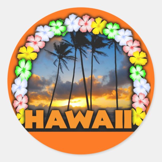 Aloha Hawaii Ronde Sticker (Voorkant)