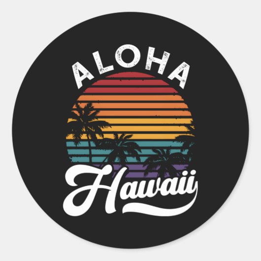 Aloha Hawaii Ronde Sticker (Voorkant)