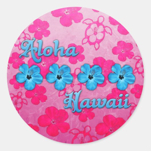 Aloha Hawaii Ronde Sticker (Voorkant)