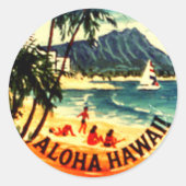Aloha Hawaii Ronde Sticker (Voorkant)