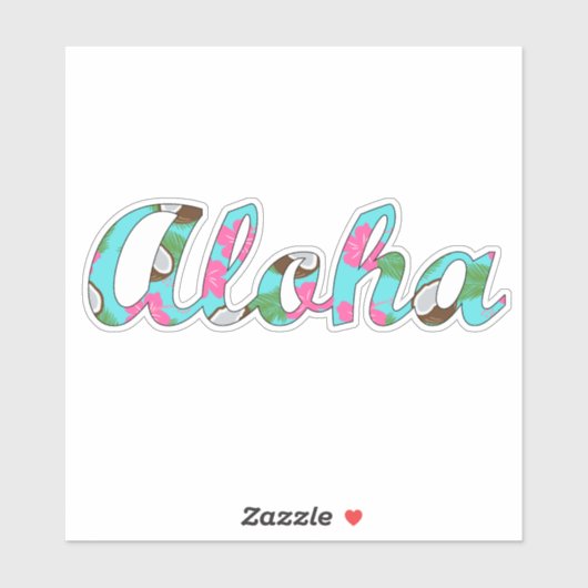 Aloha Hawaii Roze Hibiscus Flower Coconuts Sticker (Vel)