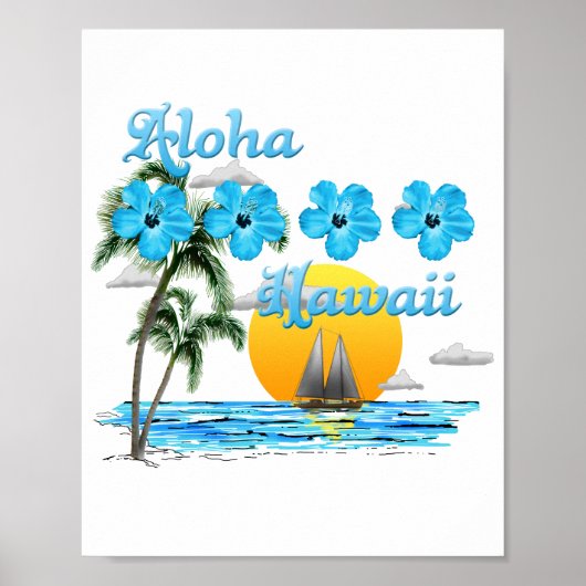 Aloha Hawaii Sailing Sunset Poster (Voorkant)