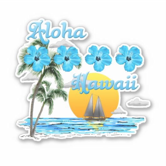 Aloha Hawaii Sailing Sunset Sticker (Voorkant)
