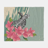 Aloha Hawaii Schildpadden met Plumeria Quilt Deken (Voorkant (Horizontaal))