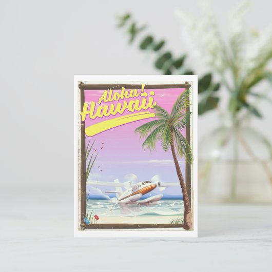 Aloha! Hawaii -stijlreisposter Canvas P Briefkaart (Staand voorkant)