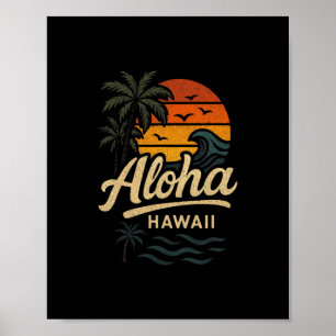 Aloha Hawaii Strand Zomer Surfen 70s Retro Poster