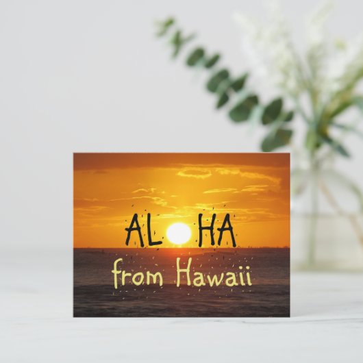 Aloha Hawaii Sunset Ocean 2 Briefkaart (Staand voorkant)