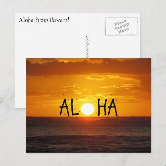 Aloha Hawaii - Sunset Ocean Briefkaart (Voorkant / Achterkant)