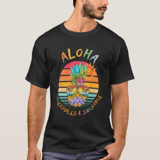 Aloha Hawaii Sunshine Vibes & Pineapple Summer Bea T-shirt