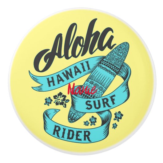 Aloha Hawaii Surf Rider Thunder_Cove Keramische Knop (Voorkant)