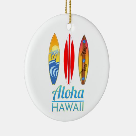 Aloha Hawaii Surfboards Keramisch Ornament (Rechts)