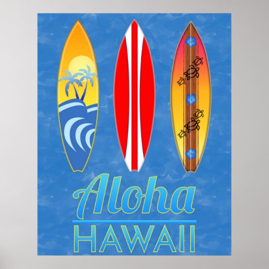 Aloha Hawaii Surfboards Poster (Voorkant)
