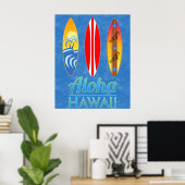 Aloha Hawaii Surfboards Poster (Thuiskantoor)