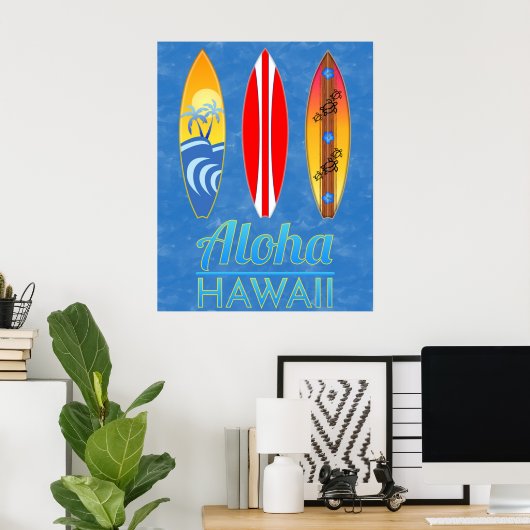 Aloha Hawaii Surfboards Poster (Thuiskantoor)