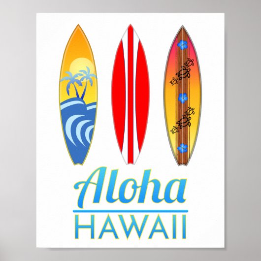 Aloha Hawaii Surfboards Poster (Voorkant)