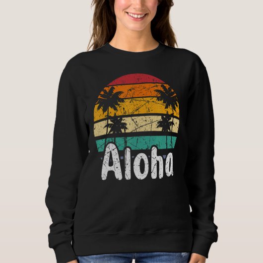 Aloha Hawaii Surfen Retro Sunset 14 Trui (Voorkant)