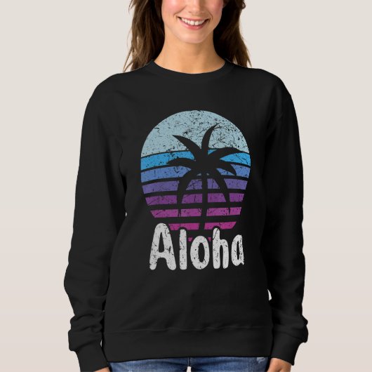 Aloha Hawaii Surfen Retro Sunset 16 Trui (Voorkant)
