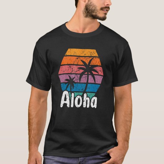 Aloha Hawaii Surfen Retro Sunset 21 T-shirt (Voorkant)