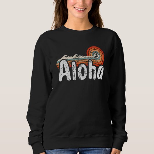 Aloha Hawaii Surfen Retro Sunset 38 Trui (Voorkant)