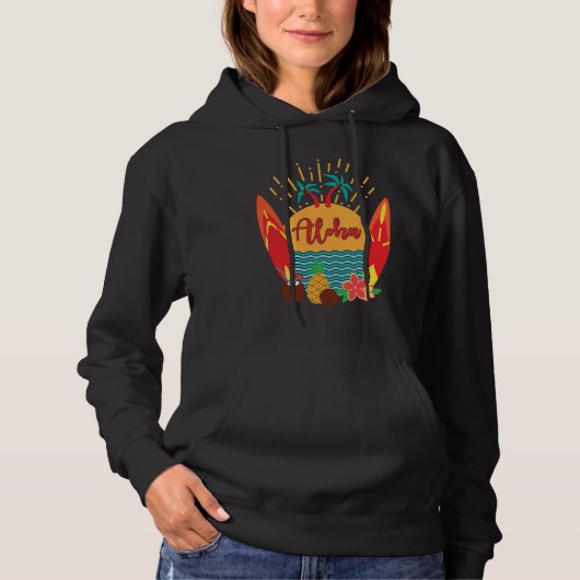 Aloha Hawaii Surfer Pacific Sea Beach Honolulu Mau Hoodie (Voorkant)