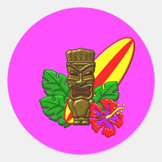 Aloha Hawaii Surfer Ronde Sticker (Voorkant)