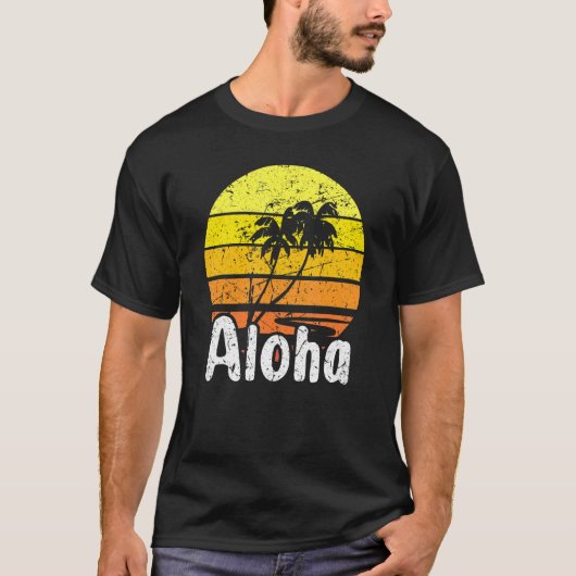 Aloha Hawaii Surfing Retro Sunset 2 T-shirt (Voorkant)