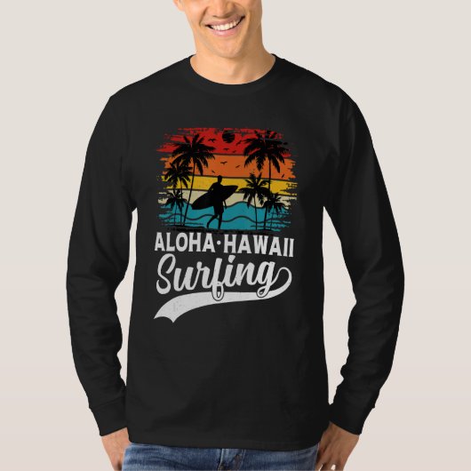 Aloha Hawaii Surfing Summer Vacation Beach Wave Su T-shirt (Voorkant)