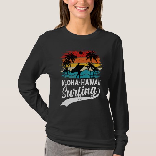 Aloha Hawaii Surfing Summer Vacation Beach Wave Su T-shirt (Voorkant)