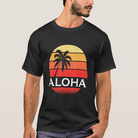 Aloha Hawaii Tiki Retro Maui Ohana T-shirt (Voorkant)