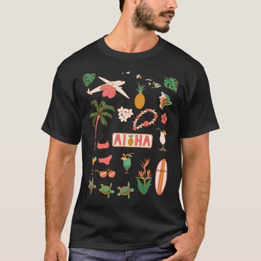 Aloha Hawaii Travel Graphics T-shirt (Voorkant)