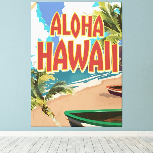 Aloha Hawaii Travel poster Canvas Afdruk (Insitu (Houten vloer))