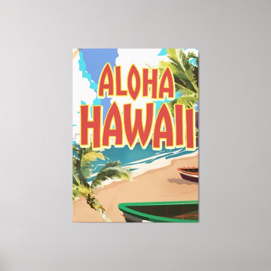 Aloha Hawaii Travel poster Canvas Afdruk (Voorkant)