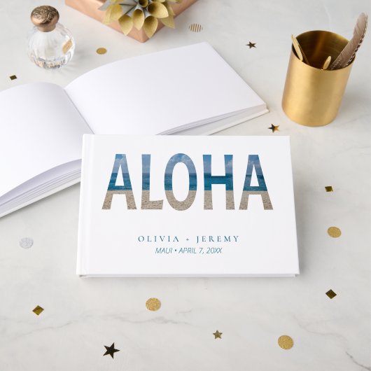Aloha Hawaii Tropical Beach Wedding Gastenboek (Voorkant open)