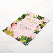 Aloha Hawaii Tropical Summer Gold Birthday Party Folie Uitnodiging (Gedraaid)