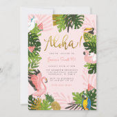 Aloha Hawaii Tropical Summer Gold Birthday Party Kaart (Voorkant)