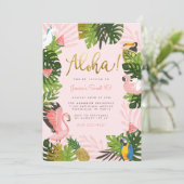Aloha Hawaii Tropical Summer Gold Birthday Party Kaart (Staand voorkant)