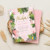 Aloha Hawaii Tropical Summer Gold Birthday Party Kaart