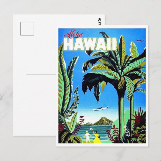 Aloha Hawaii, tropisch eiland,  vliegreizen Briefkaart (Voorkant / Achterkant)