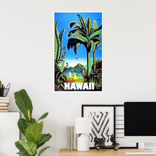 Aloha Hawaii, tropisch eiland,  vliegreizen Poster (Thuiskantoor)
