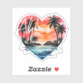 Aloha Hawaii Tropisch Hart Eiland Zonsondergang Sticker (Vel)