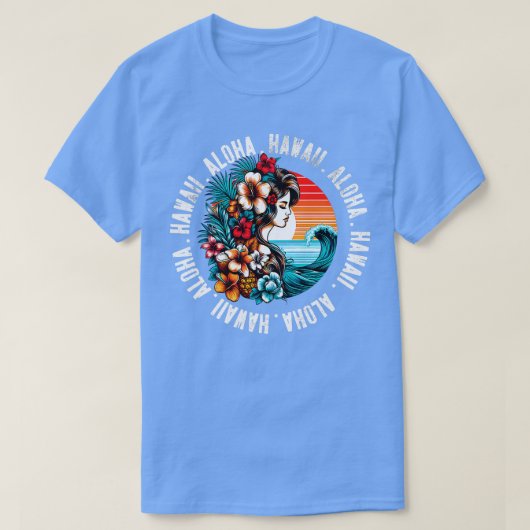 Aloha Hawaii Tropische Hawaïaanse Retro Palm Sun T-shirt (Design voorkant)