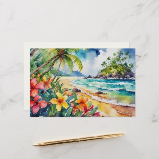 Aloha hawaii tropische kunst blanco briefpapier (Voorkant / Achterkant in situ)