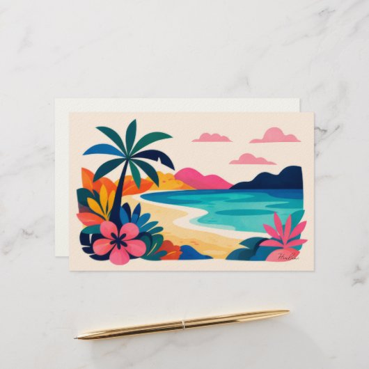 Aloha hawaii tropische kunst blanco briefpapier (Voorkant / Achterkant in situ)