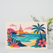 Aloha hawaii tropische kunst blanco briefpapier (Staand voorkant)