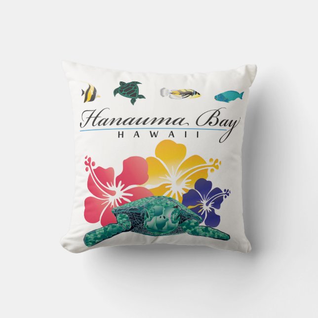 Aloha Hawaii Turtle and Flowers Kussen (Voorkant)