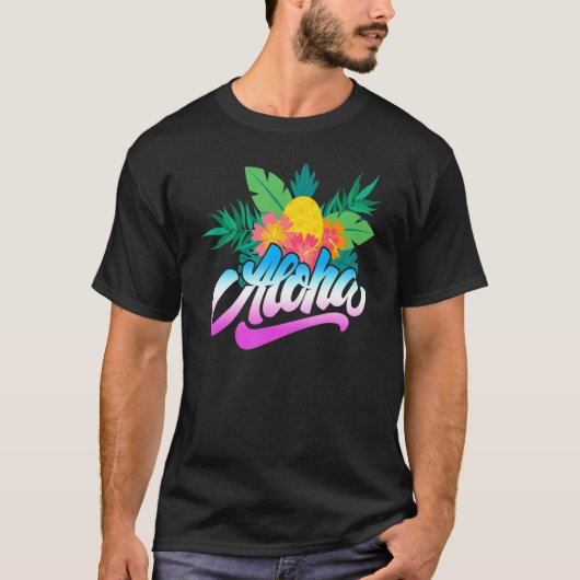 Aloha Hawaii van het eiland voelt de Aloha-bloem T-shirt (Voorkant)