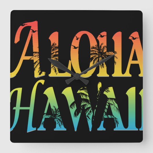 Aloha Hawaii Vierkante Klok (Voorkant)