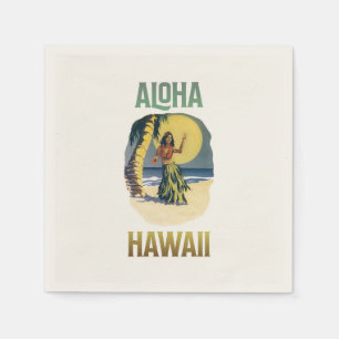 Aloha Hawaii Vintage Hula Girl Servet