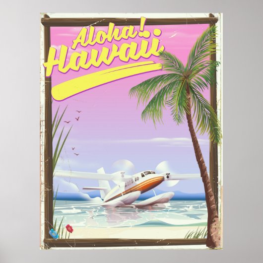 Aloha! Hawaii Vintage stijl reisposter Poster (Voorkant)